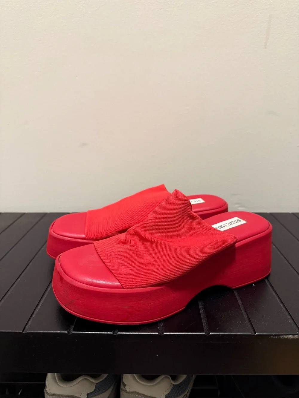 Steve Madden Red Platform Slide Sandals